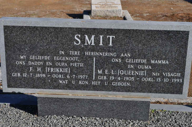 SMIT F.H. 1898-1977 &amp; M.E.L. VISAGIE 1905-1993