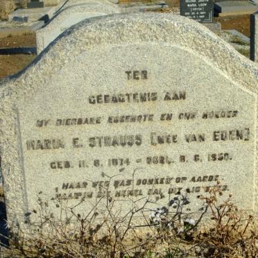 STRAUSS Maria E. nee VAN EDEN 1874-1950