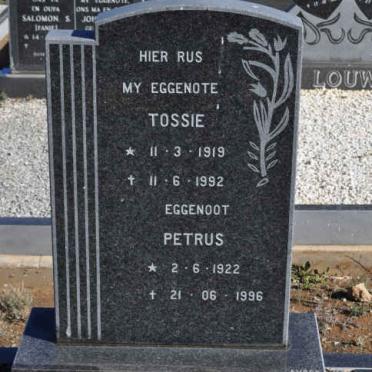 STRAUSS Petrus 1922-1996 &amp; Tossie 1919-1992