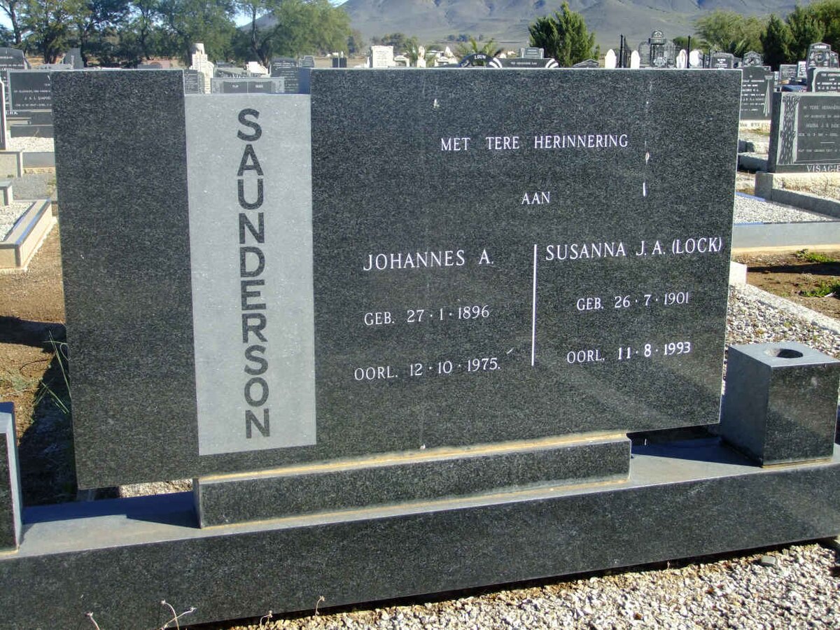 SAUNDERSON Johannes A. 1896-1975 &amp; Susanna J.A. LOCK 1901-1993