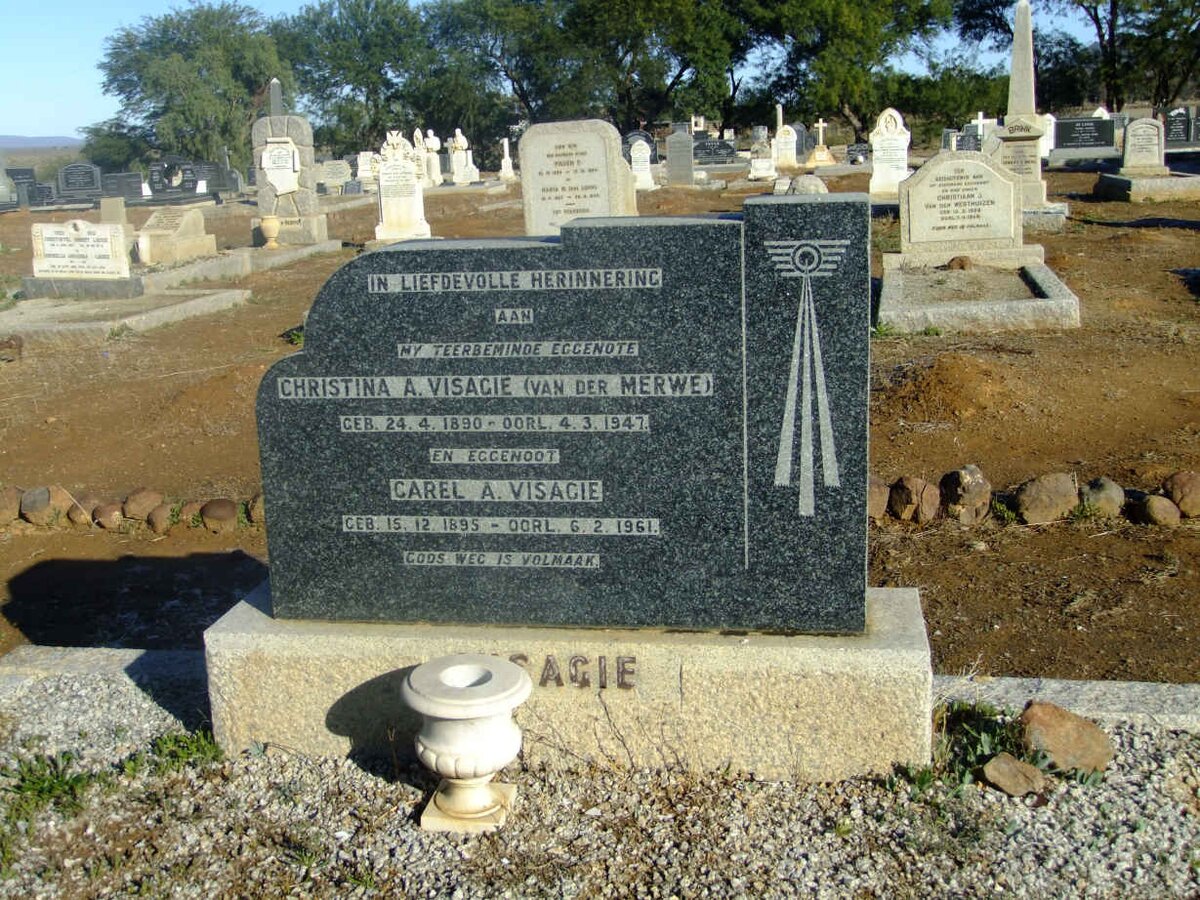 VISAGIE Carel A. 1895-1961 &amp; Christina A. VAN DER MERWE 1890-1947