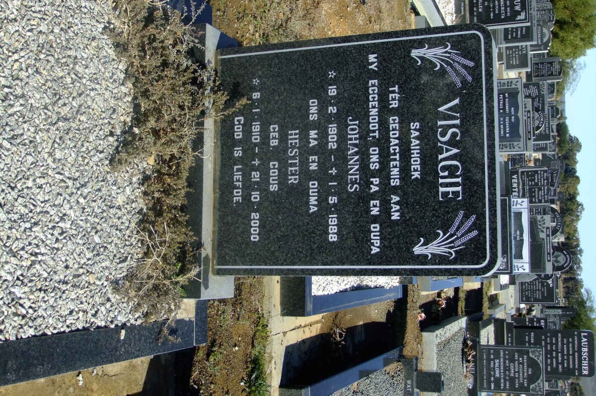 VISAGIE Johannes 1902-1988 &amp; Hester GOUS 1910-2000