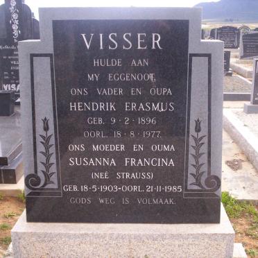 VISSER Hendrik Erasmus 1896-1977 &amp; Susanna Francina STRAUSS 1903-1985