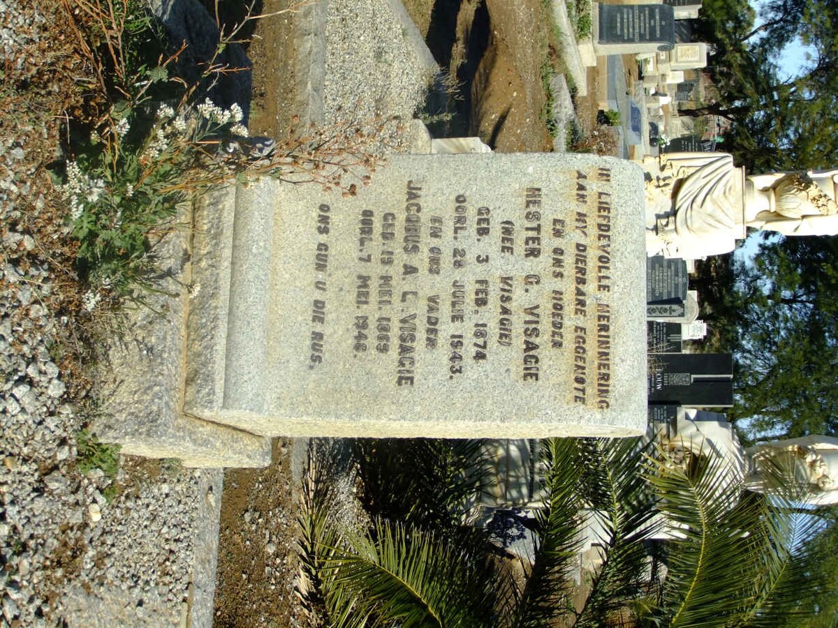 VISAGIE Jacobus A.L. 1869-1946 &amp; Hester G. VISAGIE 1874-1943