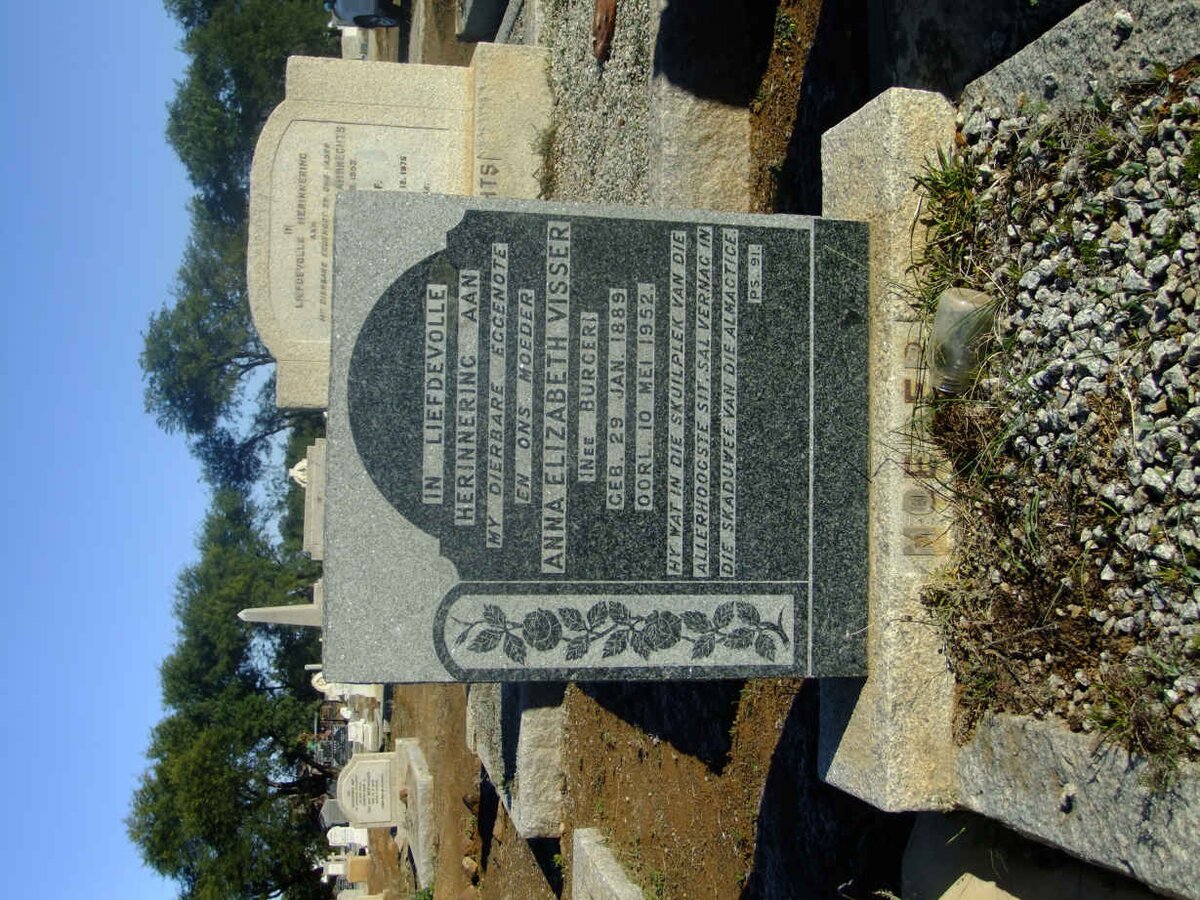 VISSER Anna Elizabeth nee BURGER 1889-1952