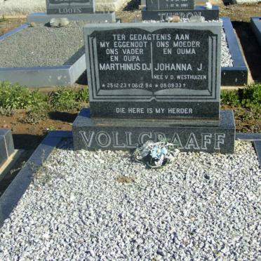 VOLLGRAAFF Marthinus D.J. 1923-1994 &amp; Johanna J. V.D. WESTHUIZEN 1933-