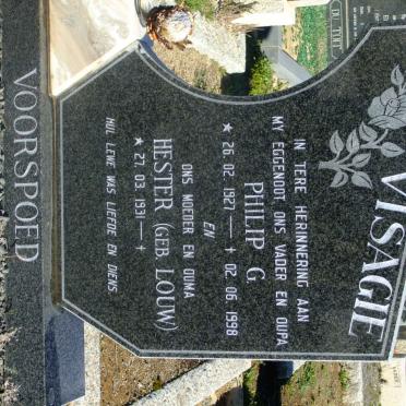 VISAGIE Philip G. 1927-1998 &amp; Hester LOUW 1931-