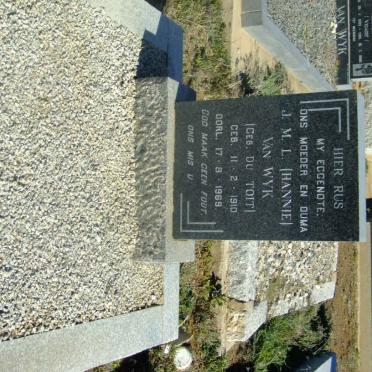 WYK J.M.L., van nee DU TOIT 1910-1969