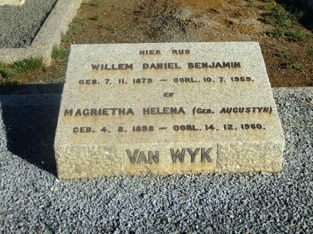 WYK Willem Daniel Benjamin, van 1879-1959 &amp; Magrietha Helena AUGUSTYN 1898-1960