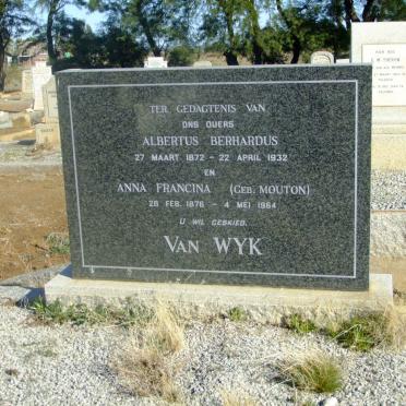 WYK Albertus Berhardus, van 1872-1932 &amp; Anna Francina MOUTON 1876-1964