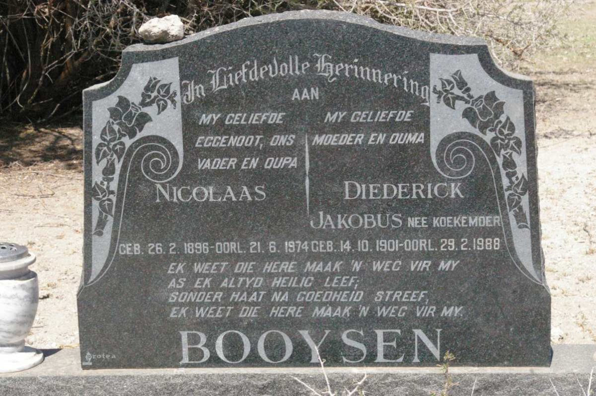 BOOYSEN Nicolaas 1896-1974 &amp; Diederick Jakobus KOEKEMOER 1901-1988