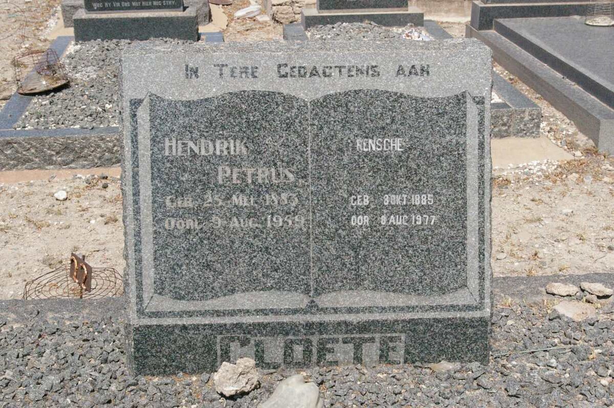 CLOETE Hendrik Petrus 1883-1959 &amp; Rensche 1885-1977