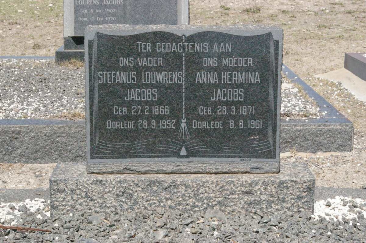 JACOBS Stefanus Louwrens 1866-1952 &amp; Anna Hermina 1871-1961