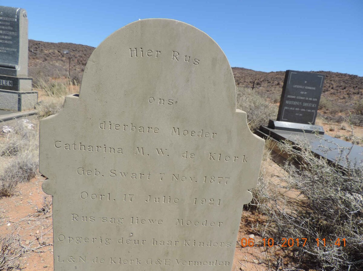 KLERK Catharina M.W., de nee SWART 1877-1921