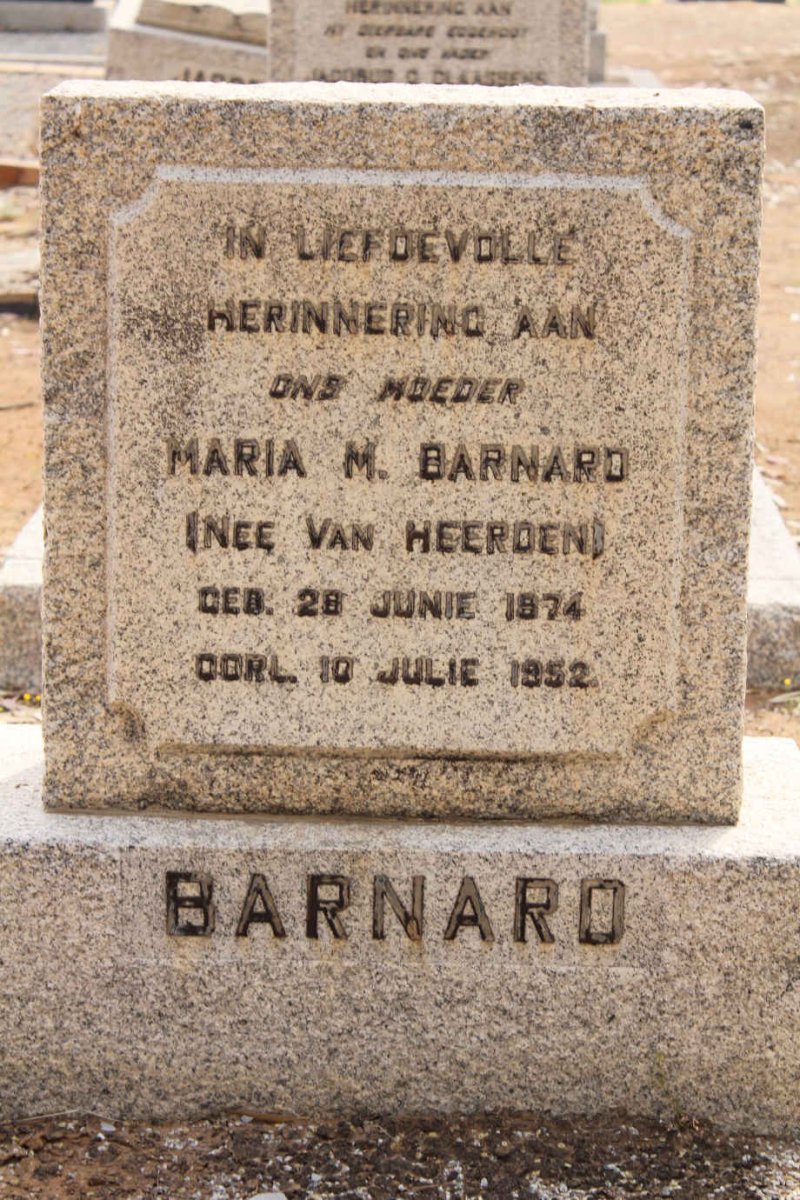 BARNARD Maria M. nee VAN HEERDEN 1874-1952