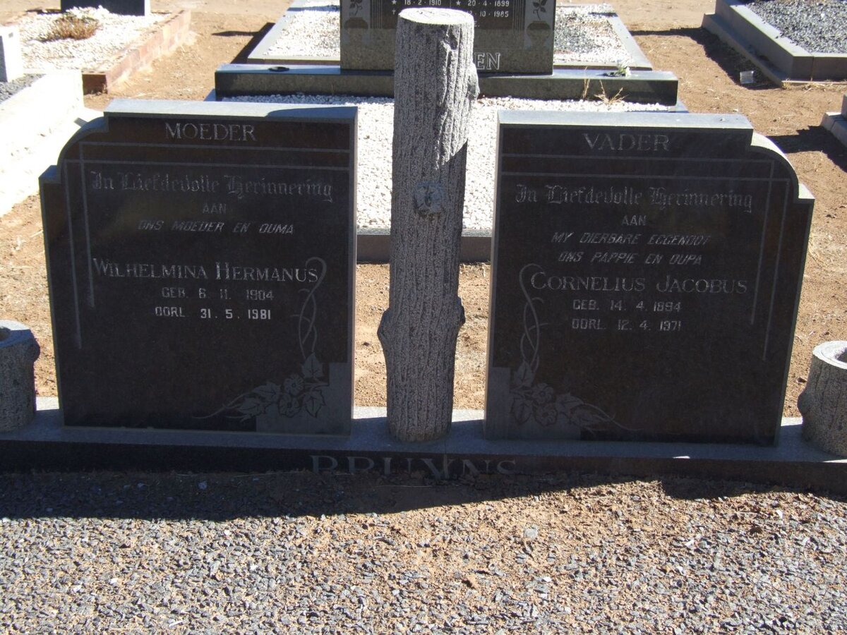 BRUYNS Cornelius Jacobus 1894-1971 &amp; Wilhelmina Hermanus 1904-1981