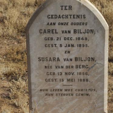BILJON Carel, van 1848-1895 &amp; Susara VAN DER BERG 1856-1888