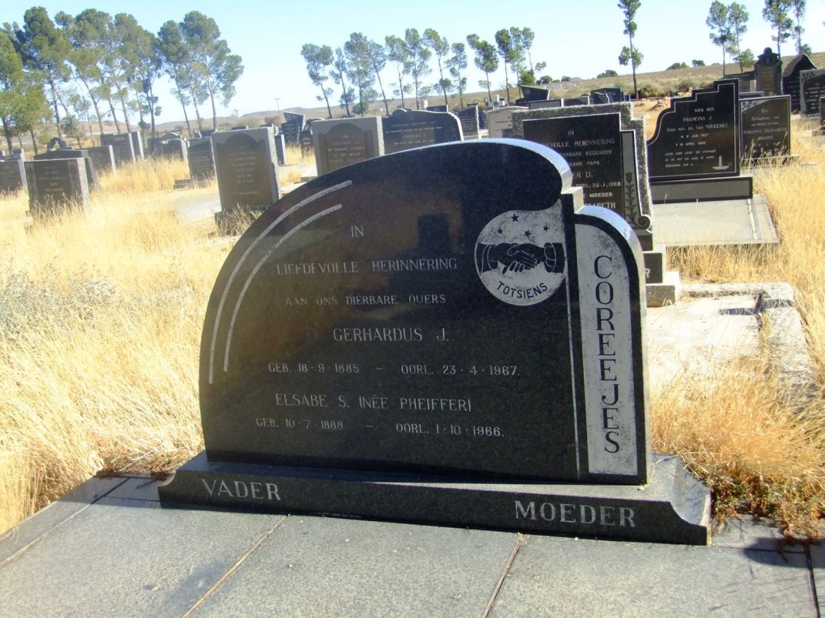 COREEJES Gerhardus J. 1885-1967 &amp; Elsabe S. PHEIFFER 1888-1966