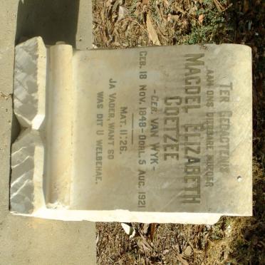 COETZEE Magdel Elizabeth nee VAN WYK 1848-1921