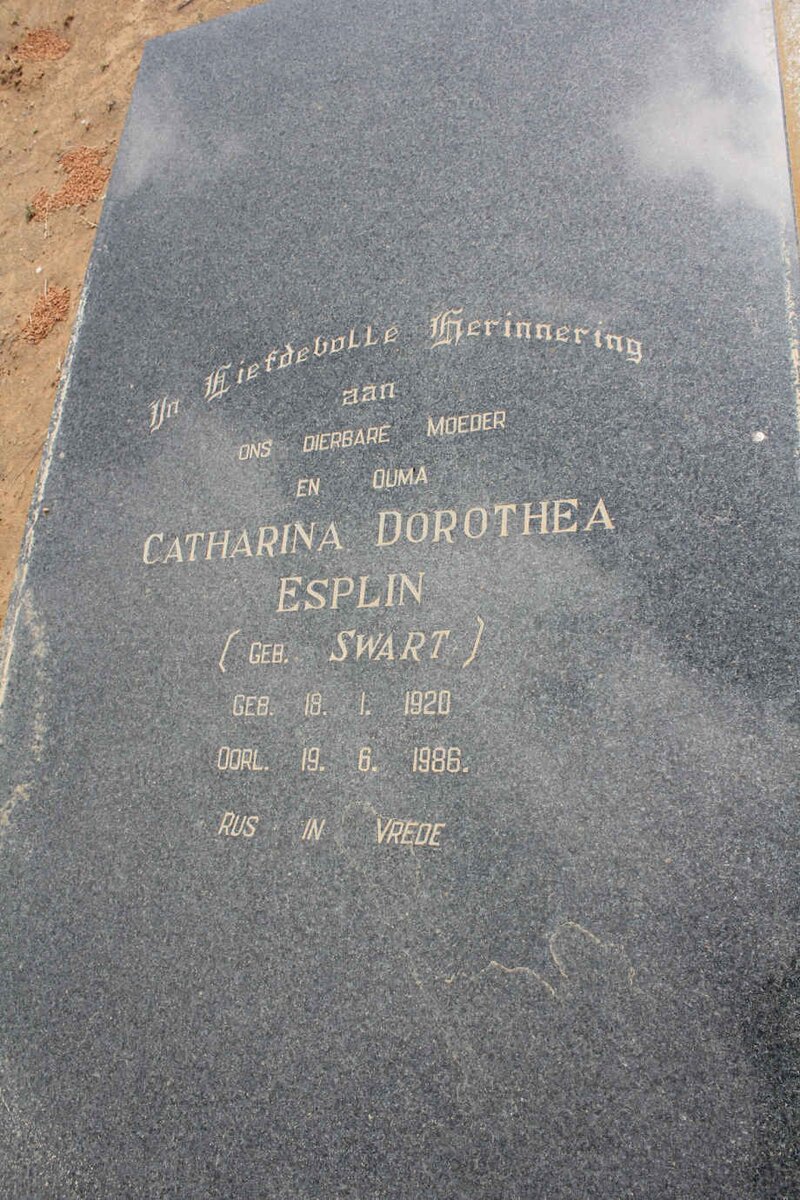 ESPLIN Catharina Dorothea nee SWART 1920-1986