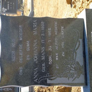 JOOSTE Anna Johanna Maria nee MANS 1902-1965