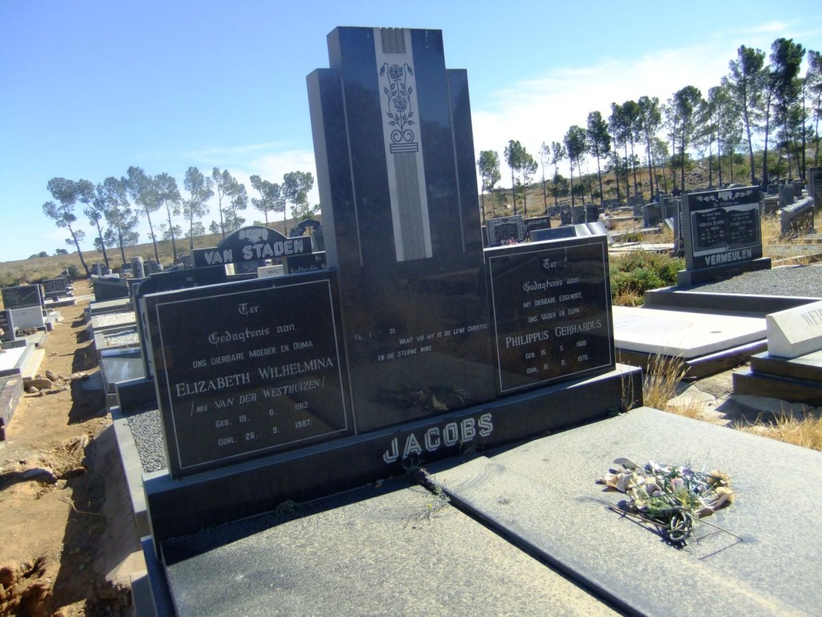 JACOBS Philippus Gerhardus 1906-1978 &amp; Elizabeth Wilhelmina VAN DER WESTHUIZEN 1912-1987