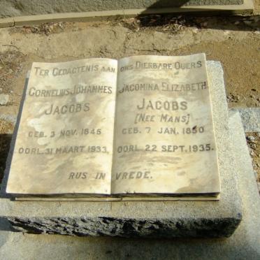 JACOBS Cornelius Johannes 1845-1933 &amp; Jacomina Elizabeth MANS 1850-1935