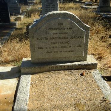 JORDAAN Aletta Magdalena nee FRAZER 1870-1956