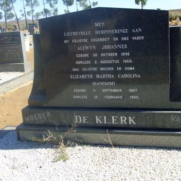 KLERK Alewyn Johannes, de 1896-1968 &amp; Elizabeth Martha Carolina HANEKOM 1907-1985