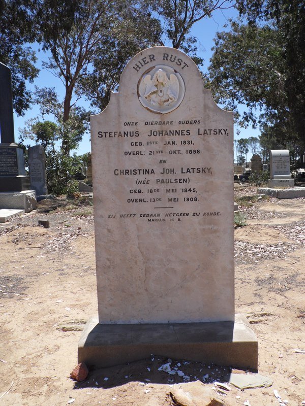 LATSKY Stefanus Johannes 1831-1898 &amp; Christina Joh. PAULSEN 1845-1908