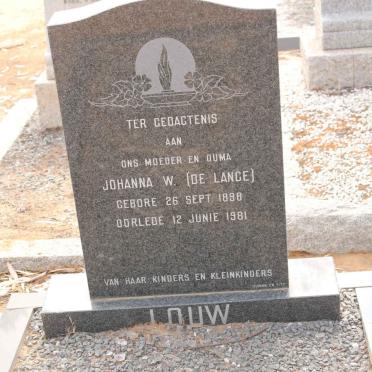LOUW Johanna W. nee DE LANGE 1898-1981