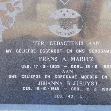 MARITZ Frans A. 1909-1968 &amp; Johanna R.J. BUYS 1918-1996