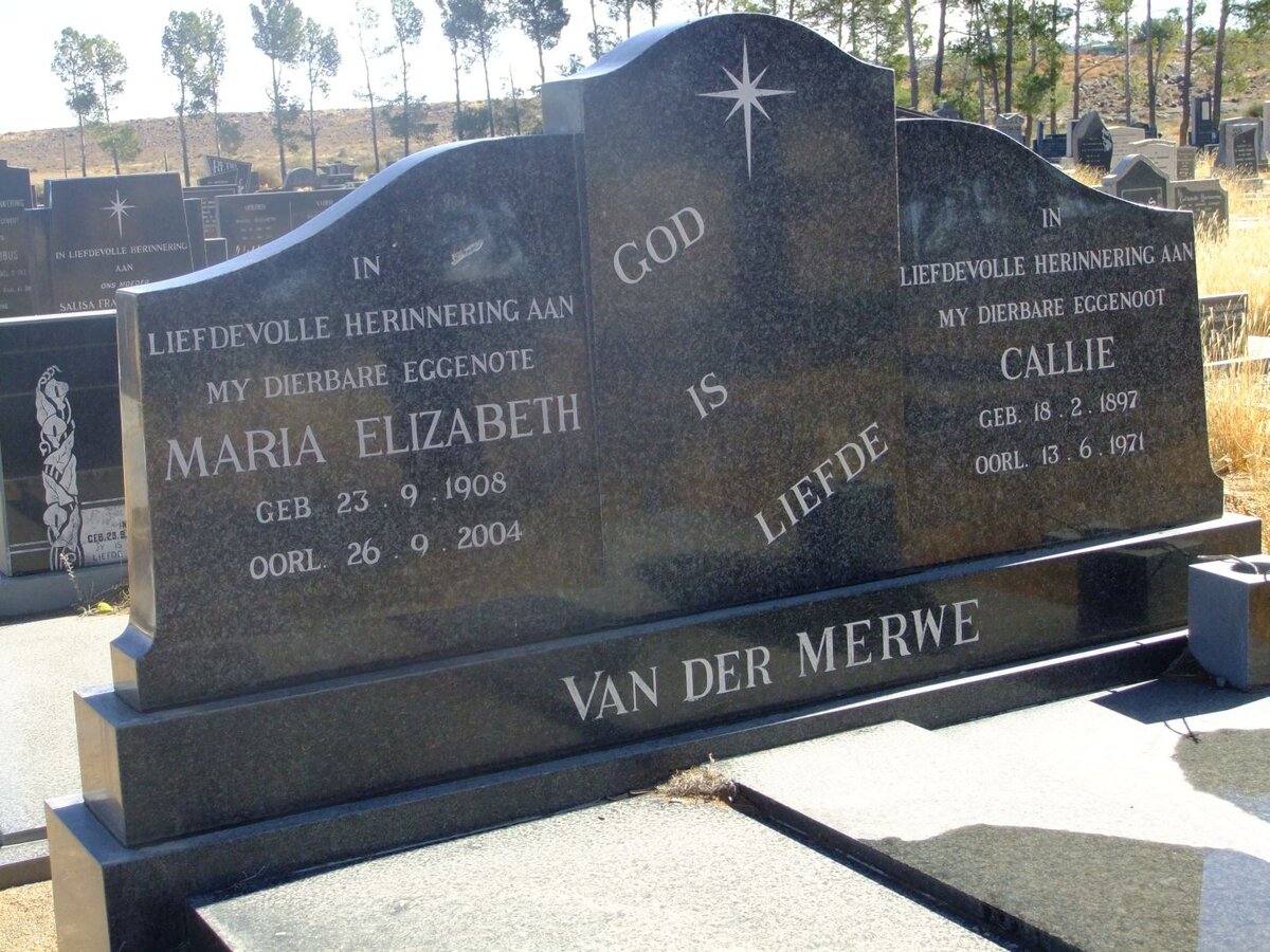 MERWE Callie, van der 1897-1971 &amp; Maria Elizabeth 1908-2004