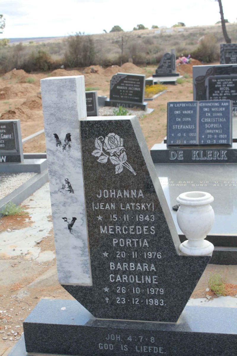 MAY Johanna nee LATSKY 1943-1983 :: MAY Mercedes Portia 1976-1983 :: MAY Barbara Caroline 1979-1983