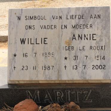 MARITZ Willie 1899-1987 &amp; Annie LE ROUX 1914-2002