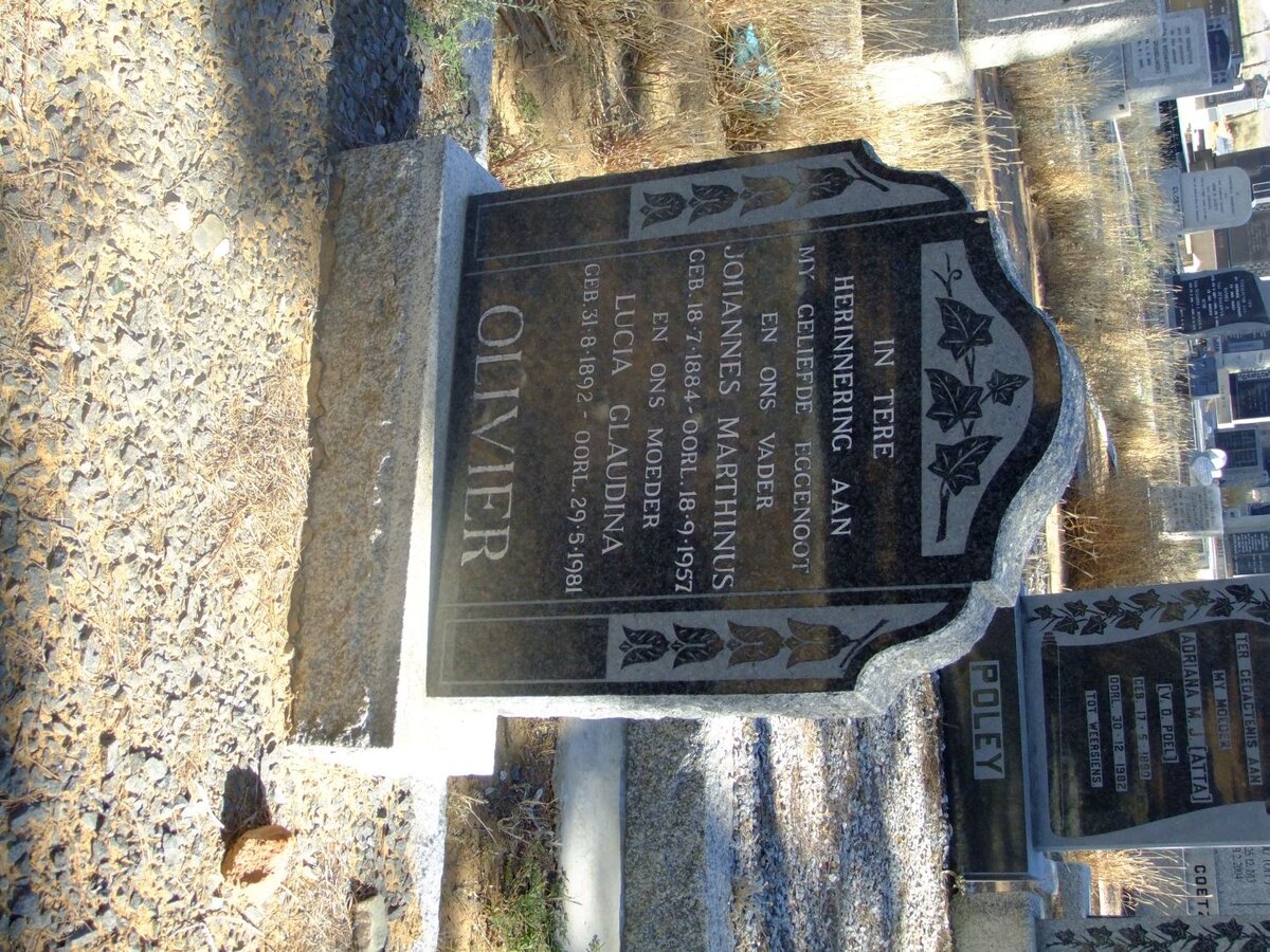 OLIVIER Johannes Marthinus 1884-1957 &amp; Lucia Glaudina 1892-1981