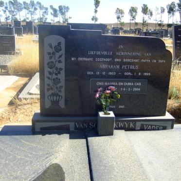 SCHALKWYK Abraham Petrus, van 1903-1969 &amp; Cas 19?7-2004