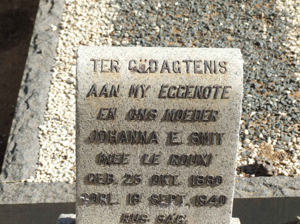 SMIT Johanna E. nee LE ROUX 1880-1940