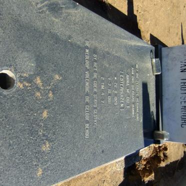 TROTSENBURG Anna M. Du T., van nee ESTERHUIZEN 1920-1981