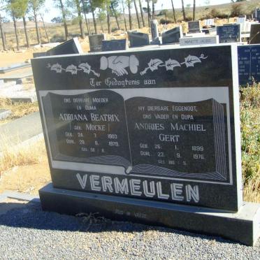 VERMEULEN Andries Machiel Gert 1899-1976 &amp; Adriana Beatrix MOCKE 1903-1979