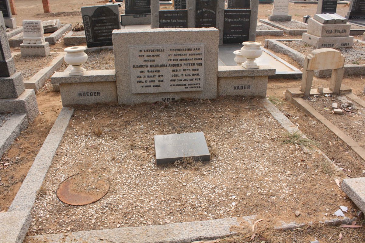 VOS Andries Pieter 1868-1946 &amp;  Elizabeth Wilhelmina BARNARD 1873-1968 :: MARAIS Matilda E. nee VOS 1911-1985