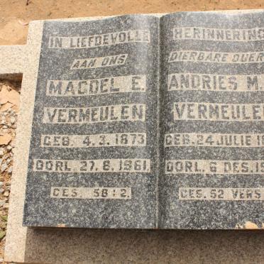 VERMEULEN Andries M.C. 1869-1948 &amp; Magdel E. 1873-1961
