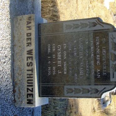 WESTHUIZEN Gysbert J., van der 1896-1970 &amp; Martha Maria LUBBE 1890-1963
