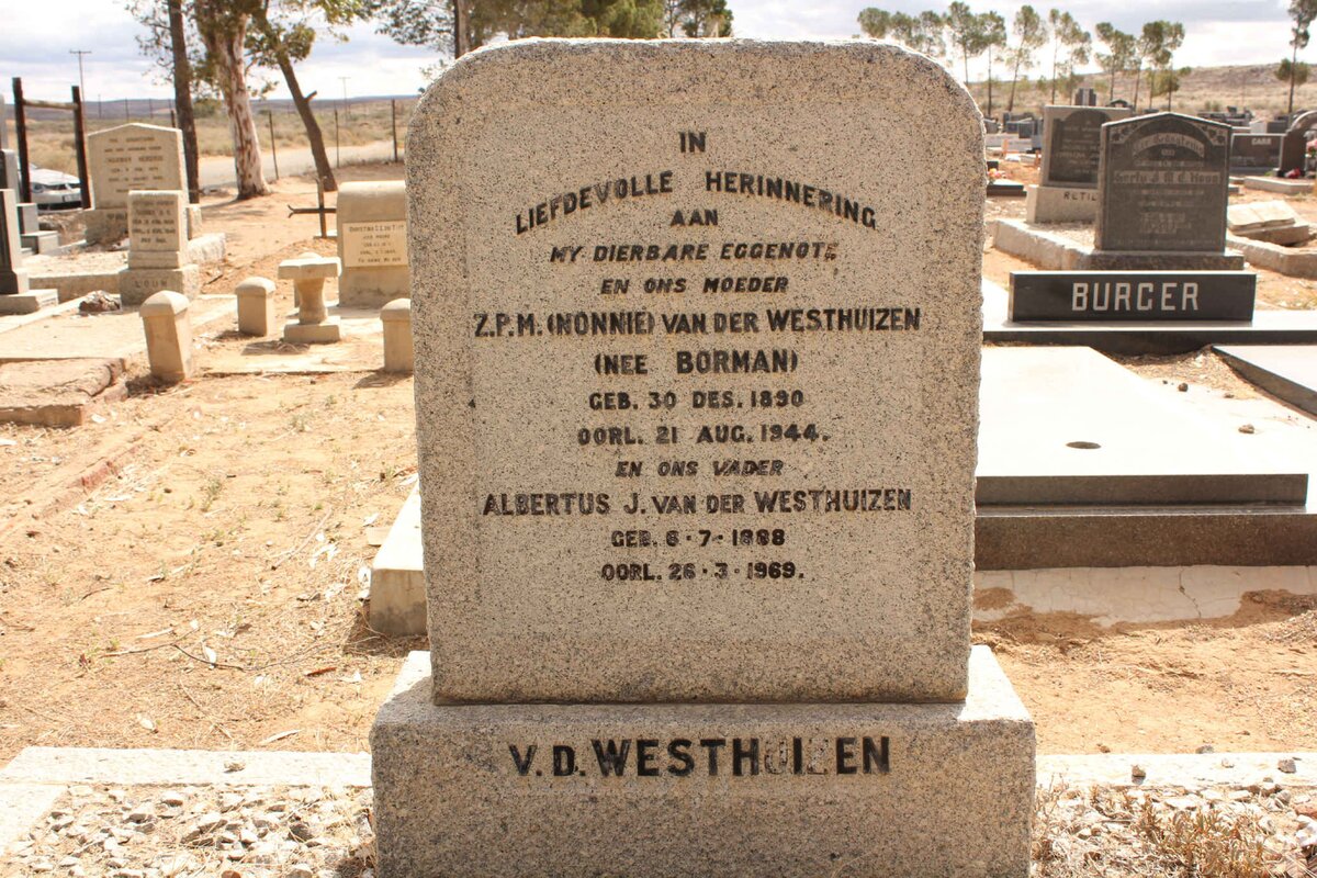 WESTHUIZEN Albertus J., van der 1888-1969 &amp; Z.P.M. BORMAN 1890-1944