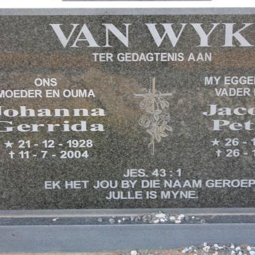 WYK Jacobus Petrus, van 1925-1999 &amp; Johanna Gerrida 1928-2004