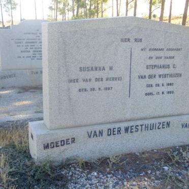 WESTHUIZEN Stephanus C., van der 1882-1960 &amp; Susanna M. VAN DER MERWE 1887-