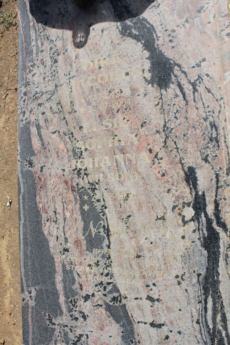 WYK Dirk Jacobus, van 1922-2004 &amp; Elsie Sophia Johanna WILSON 1930-