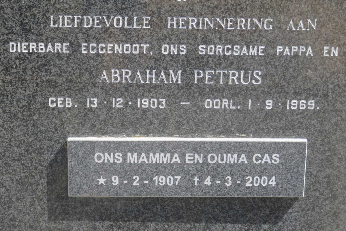 ? Abraham Petrus 1903-1969 &amp; Cas 1907-2004