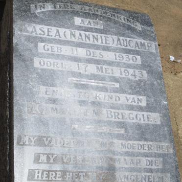 AUCAMP Kammie 1900-1937  &amp; Breggie 1905-1943 :: AUCAMP Lasea 1930-1943