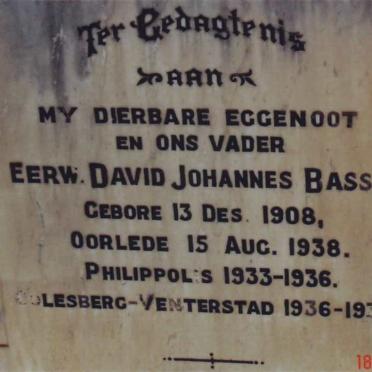 BASSON David Johannes 1908-1938